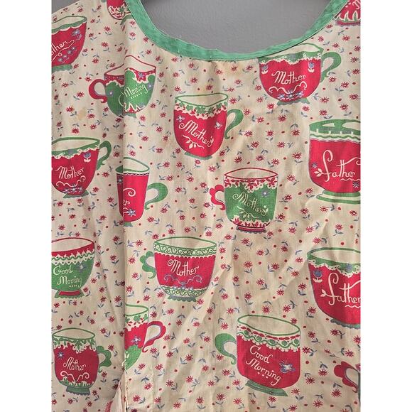 Vtg 60's Pink Coffee Cottagecore Grannycore Kitchen Cobbler Top Apron Womans Os - Picture 7 of 7